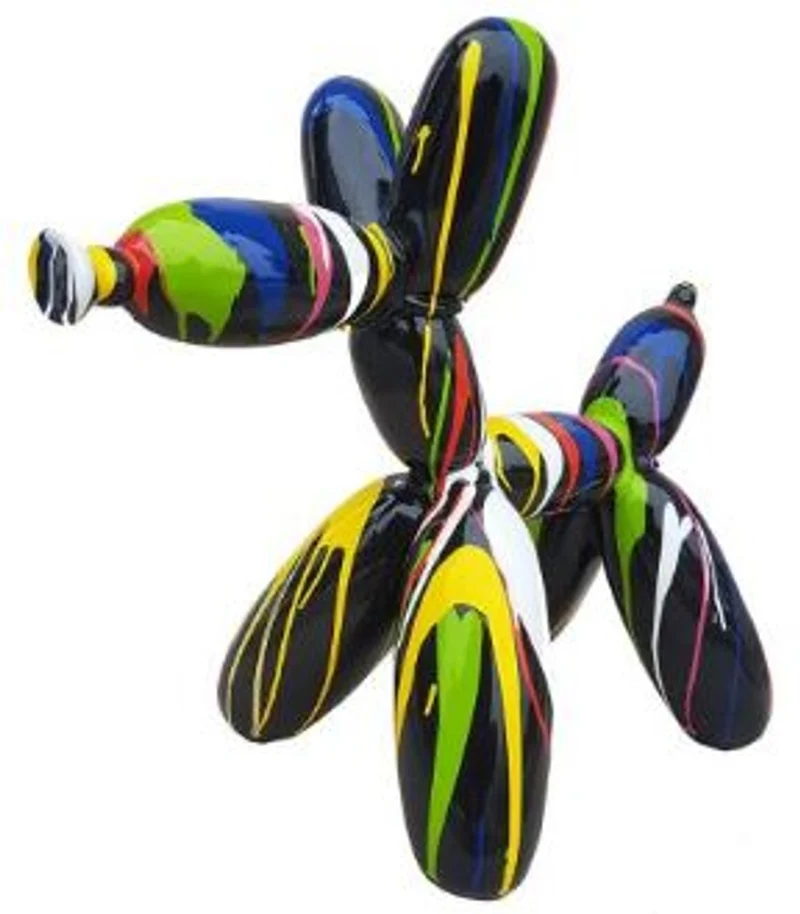 Casa Padrino Designer Deko Skulptur Ballon Hund Schwarz / Mehrfarbig 62 x H. 57 cm - Dekorative Tierfigur - Wetterbeständige Dekofigur
