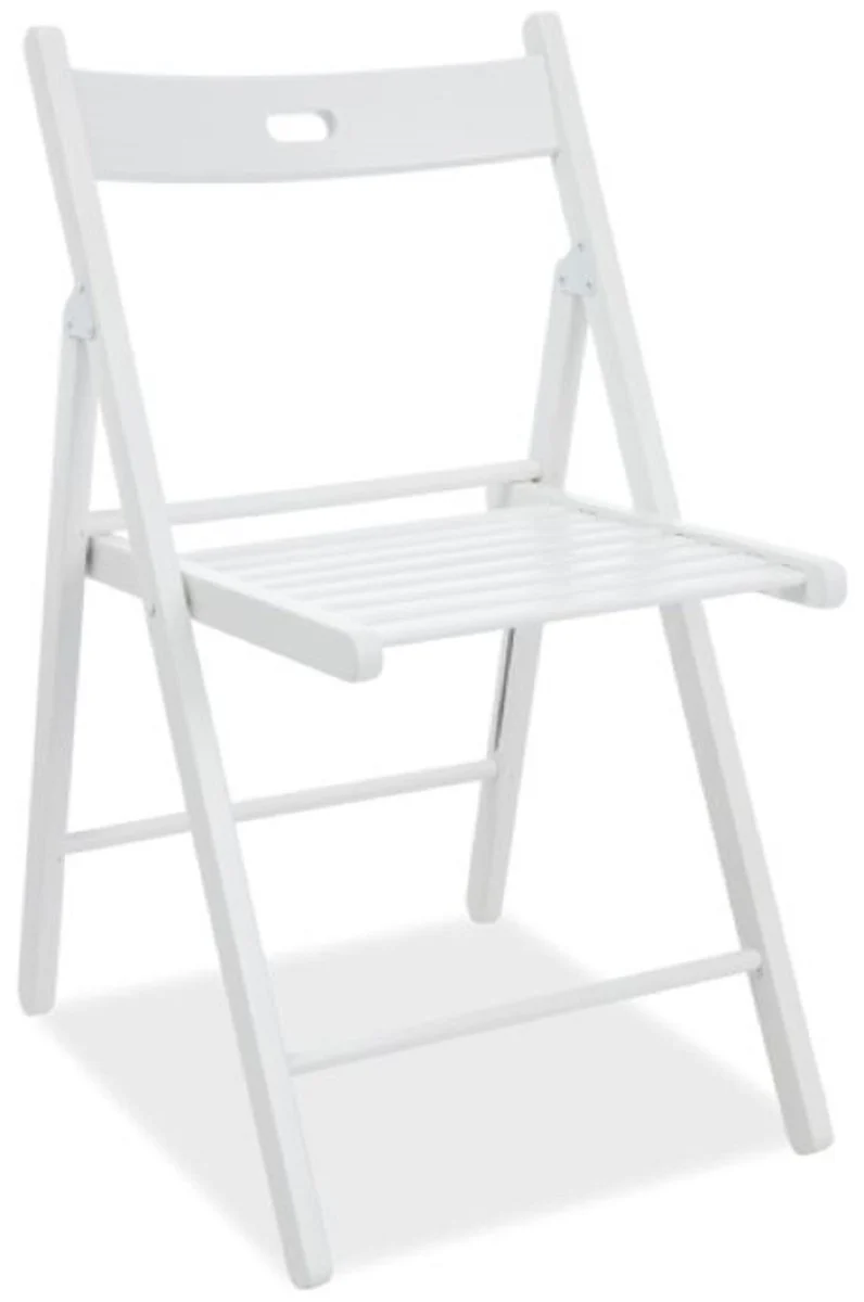 Casa Padrino Luxus Klappstuhl Weiß 40 x 43 x H. 78 cm - Massiver Buchenholz Stuhl - Holzstuhl mit Tragegriff