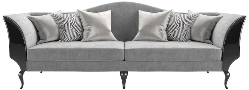 Casa Padrino Luxus Art Deco Wohnzimmer Sofa Grau / Schwarz 255 x 92 x H. 100 cm - Luxus Qualität - Art Deco Möbel