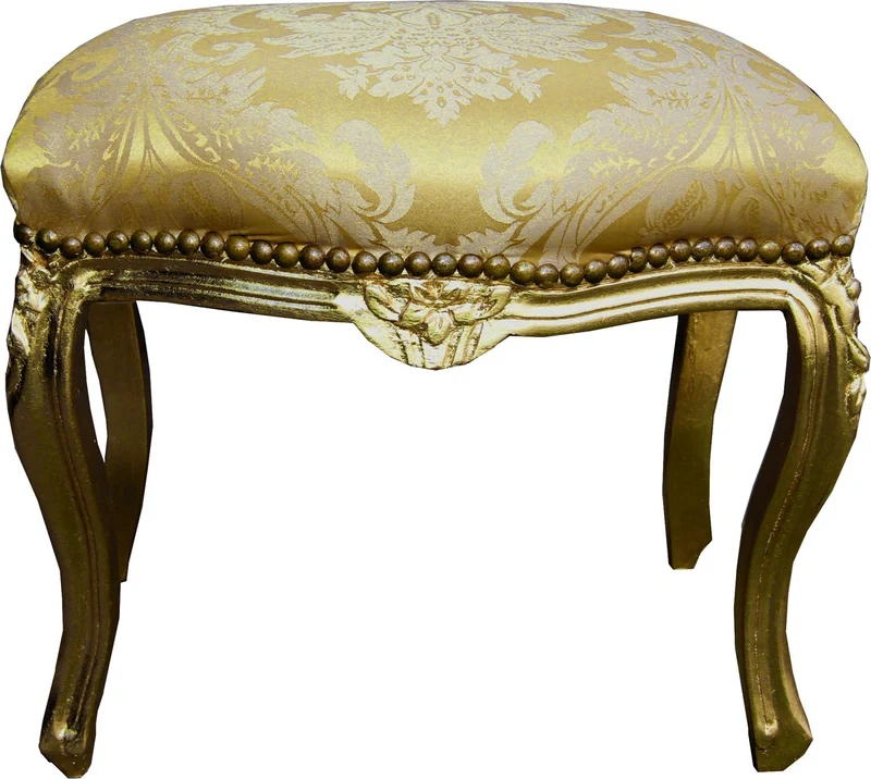 Casa Padrino Barock Hocker Gold Bouquet Muster / Gold Medium