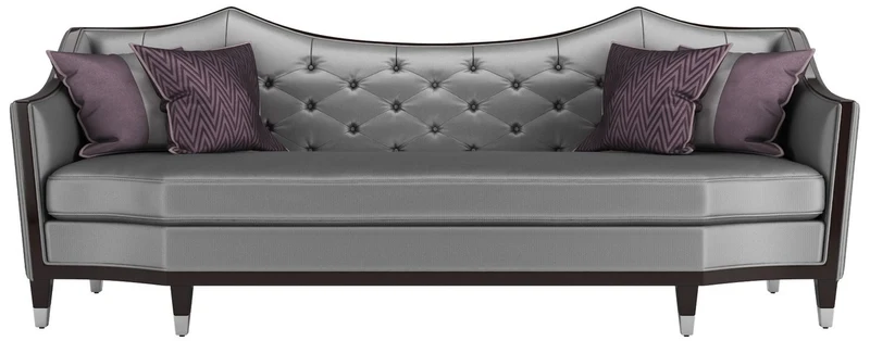 Casa Padrino Luxus Wohnzimmer Set Silber / Schwarz / Dunkelbraun - 2 Sofas & 2 Sessel & 1 Couchtisch & 2 Beistelltische - Luxus Wohnzimmer Möbel