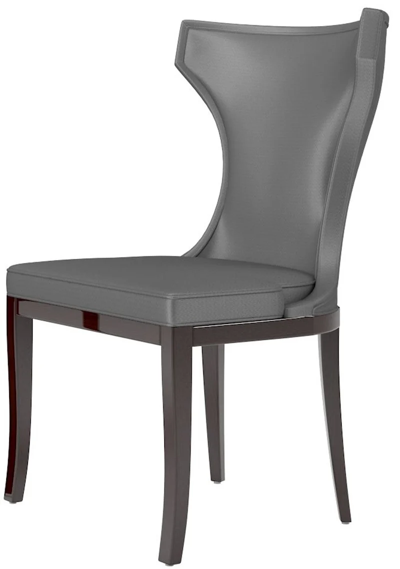 Casa Padrino Luxus Esszimmer Set Silber / Dunkelbraun - 1 Esszimmertisch & 6 Esszimmerstühle - Luxus Qualität - Luxus Esszimmer Möbel
