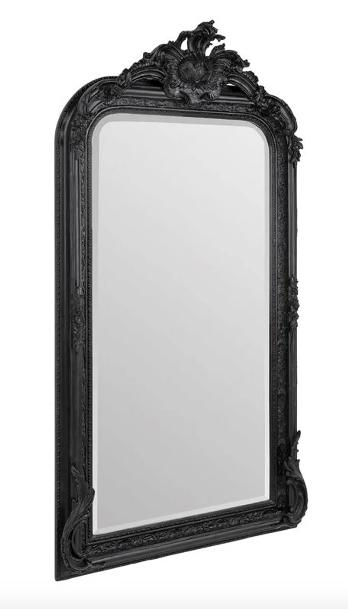 Casa Padrino Barock Spiegel Schwarz 90 x H. 160 cm - Wandspiegel Antik Stil Möbel