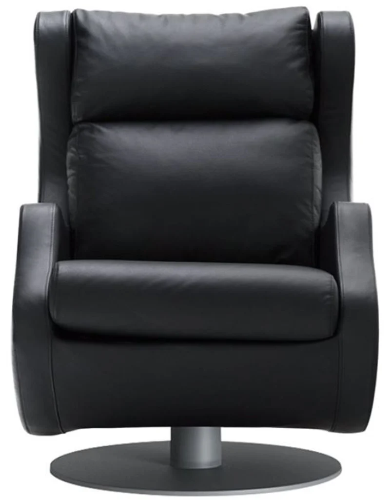 Casa Padrino Luxus Drehsessel Schwarz / Grau 72 x 82 x H. 96 cm - Relax Sessel - Leder Sessel - Luxus Möbel