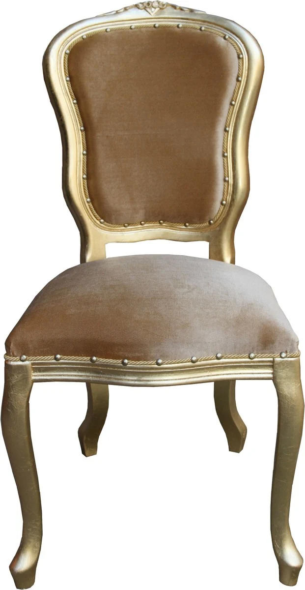Casa Padrino Barock Luxus Esszimmer Stuhl Louis Gold / Gold - Barock Möbel
