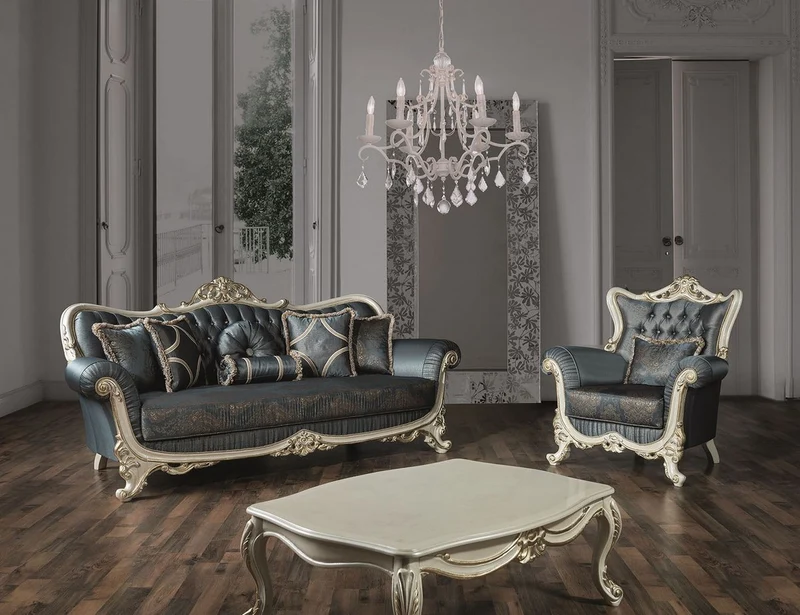 Casa Padrino Luxus Barock Couchtisch Creme / Gold 113 x 85 x H. 45 cm - Rechteckiger Massivholz Wohnzimmertisch - Barockmöbel