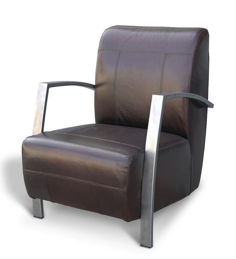 Casa Padrino Vintage Industrial Echtleder Lounge Sessel - ALLE FARBEN - Luxus Wohnzimmer Sessel Industrie Design Möbel Büffelleder