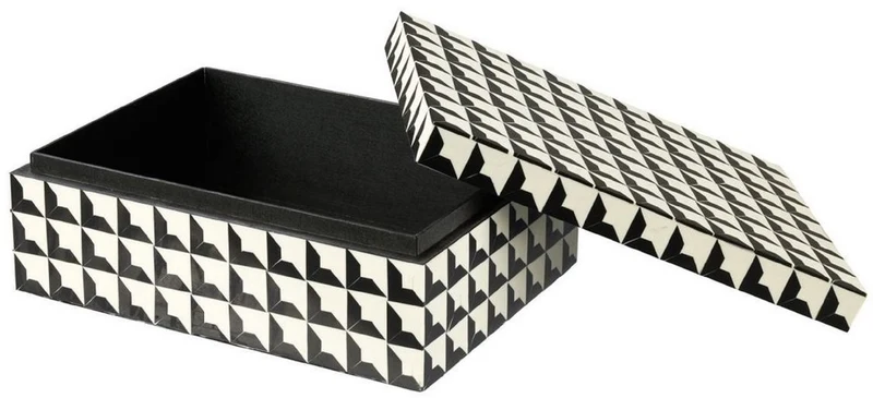 Casa Padrino Designer Schmuckkasten mit Deckel Schwarz / Weiß 28 x 21 x H. 10 cm - Schmuckschatulle - Aufbewahrungsbox - Luxus Qualität