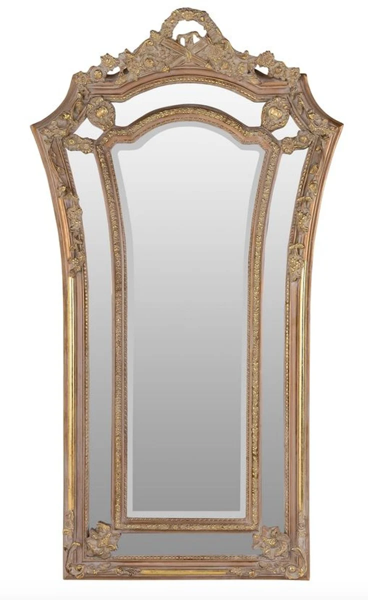 Casa Padrino Barock Wandspiegel Braun / Gold 115 x H. 207 cm - Barockstil Spiegel Antik Stil Möbel