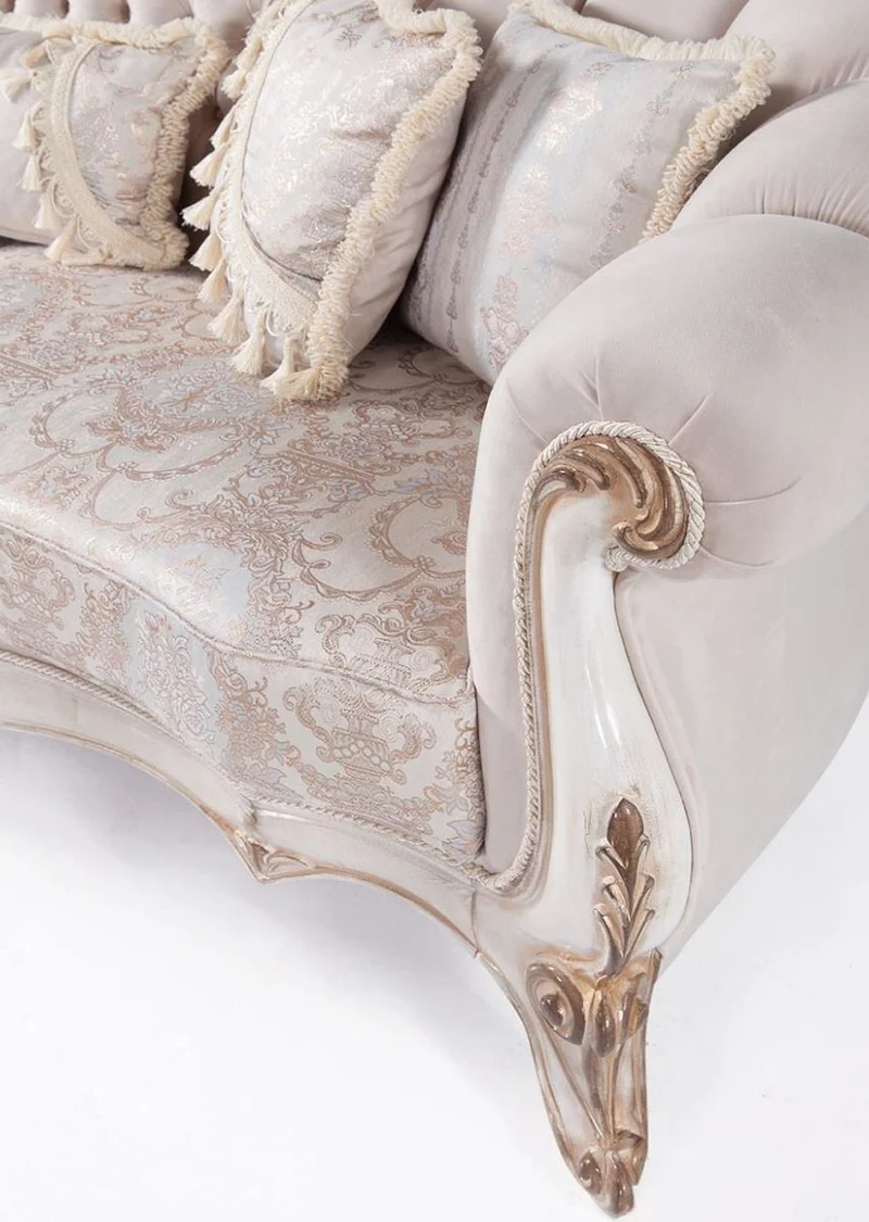 Casa Padrino Luxus Barock Wohnzimmer Set Hellgrau / Weiß / Antik Bronze - 2 Sofas & 2 Sessel & 1 Couchtisch - Wohnzimmer Möbel im Barockstil - Edel & Prunkvoll