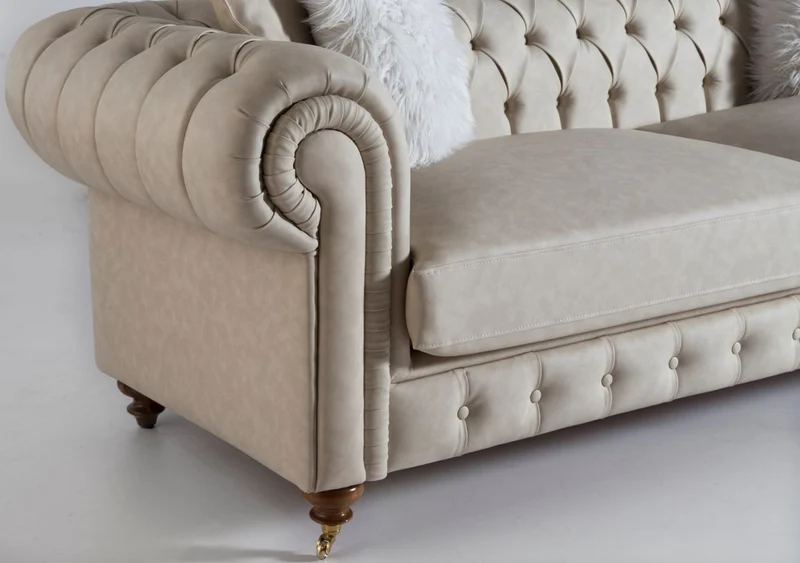 Casa Padrino Luxus Chesterfield Sofa Grau / Braun 240 x 100 x H. 78 cm - Edles Wohnzimmer Sofa - Chesterfield Möbel