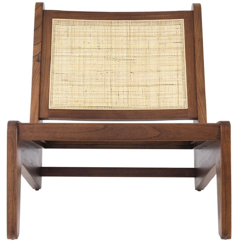 Casa Padrino Designer Wohnzimmer Sessel Braun / Naturfarben 75 x 89 x H. 77,5 cm - Massivholz Sessel mit handgewebtem Rattangeflecht - Luxus Möbel
