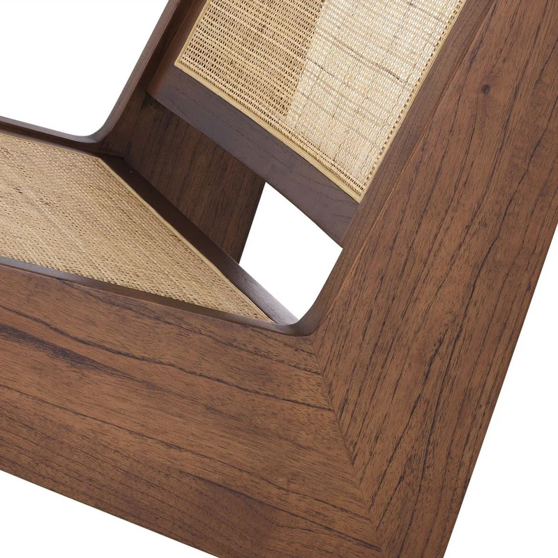 Casa Padrino Designer Wohnzimmer Sessel Braun / Naturfarben 75 x 89 x H. 77,5 cm - Massivholz Sessel mit handgewebtem Rattangeflecht - Luxus Möbel