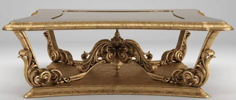 Casa Padrino Luxus Barock Couchtisch Braun / Antik Gold 145 x 145 x H. 50 cm - Prunkvoller Wohnzimmertisch im Barockstil - Barock Möbel