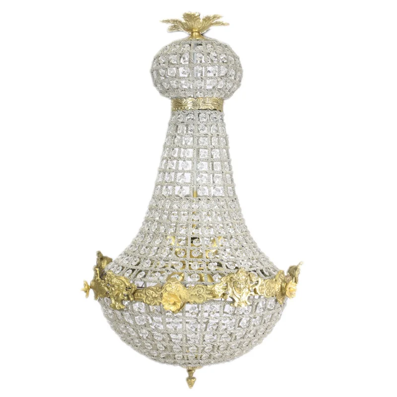 Barock Kronleuchter Gold mit Glaskristallen 50 x H 90 cm Antik Stil - Möbel Lüster Leuchter Hängeleuchte Hängelampe