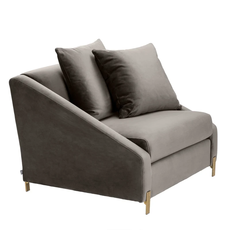 Casa Padrino Luxus Samtsessel Grau / Messingfarben 88 x 94 x H. 73 cm - Wohnzimmer Sessel mit 2 Kissen - Luxus Möbel