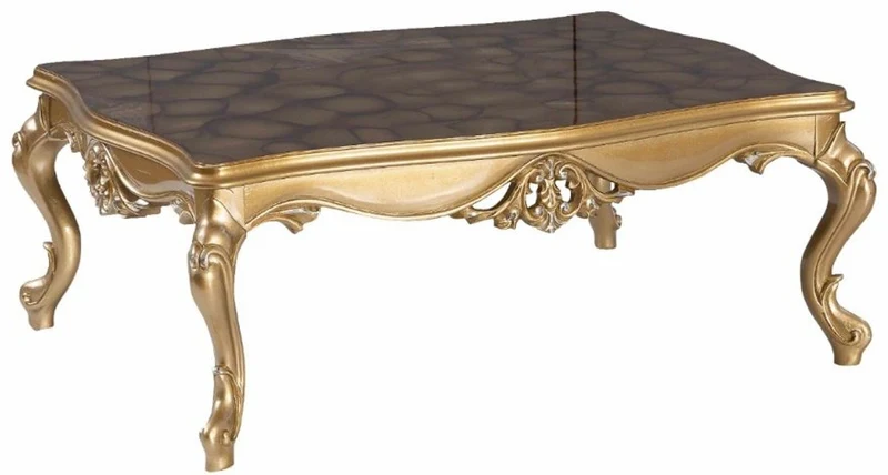 Casa Padrino Luxus Barock Wohnzimmer Set Blau / Gold / Silber - 2 Sofas & 2 Sessel & 1 Couchtisch - Wohnzimmer Möbel - Edel & Prunkvoll