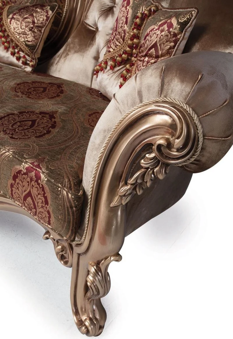 Casa Padrino Luxus Barock Sofa Bronze / Braun / Bordeauxrot 233 x 89 x H. 115 cm - Wohnzimmer Möbel - Barockmöbel