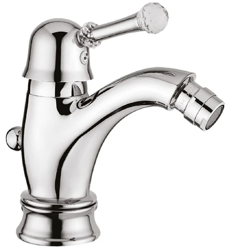 Casa Padrino Luxus Waschtischarmatur mit Swarovski Kristallglas Silber H. 16,5 cm - Einhand Waschtischbatterie - Luxus Bad Zubehör