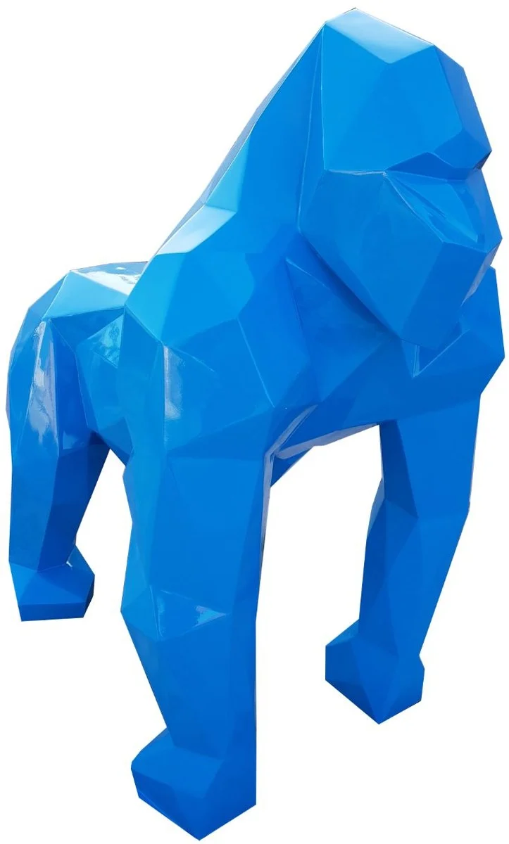 Casa Padrino Designer Deko Skulptur Gorilla Affe Blau 118 x 78 x H. 128 cm - Deko Tierfigur - Riesige Gartendekofigur