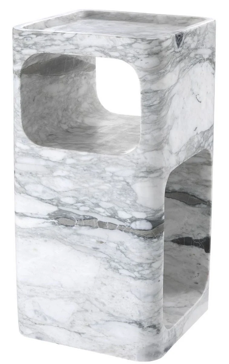 Casa Padrino Designer Marmor Beistelltisch Weiß 28 x 28 x H. 55 cm - Wohnzimmermöbel - Designer Möbel