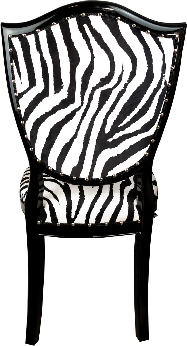 Casa Padrino Art Deco Luxus Esszimmer Stuhl Zebra / Schwarz - Luxus Hotel Möbel