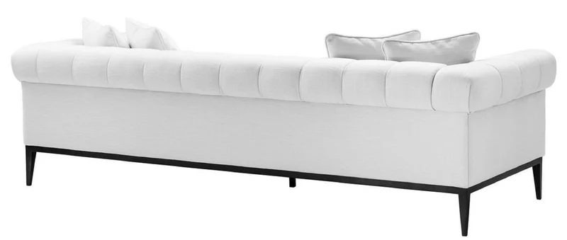 Casa Padrino Luxus Sofa Weiß / Schwarz 240 x 98 x H. 69 cm - Wohnzimmer Sofa mit 4 Kissen - Wohnzimmer Möbel - Luxus Möbel