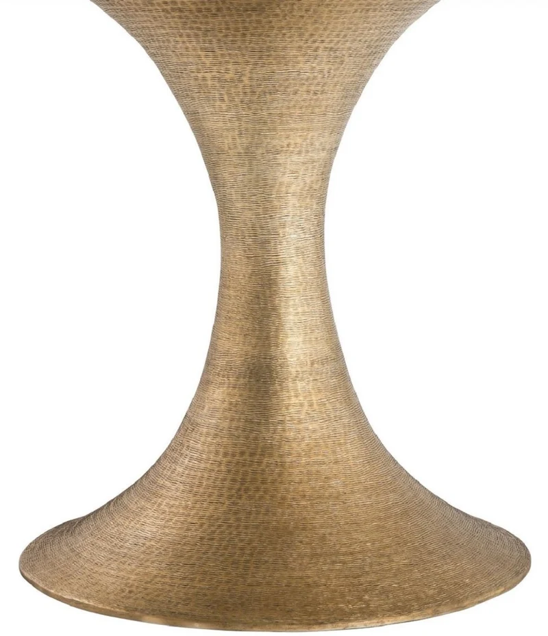 Casa Padrino Luxus Esstisch Naturfarben / Messing Ø 140 x H. 76 cm - Runder Küchentisch - Luxus Esszimmer Möbel