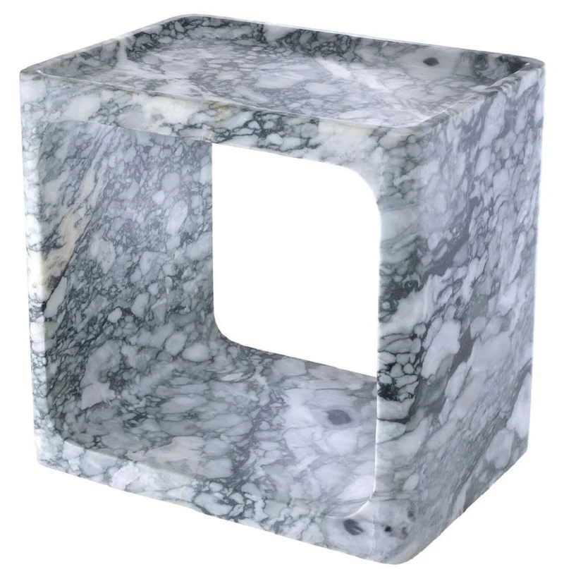 Casa Padrino Luxus Marmor Beistelltisch Weiß 42 x 30 x H. 40 cm - Wohnzimmermöbel - Luxus Möbel