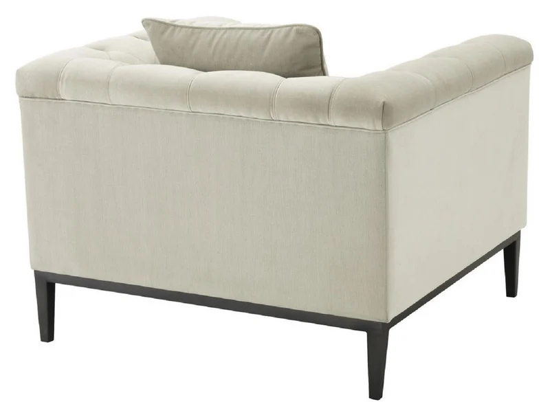 Casa Padrino Luxus Chesterfield Sessel mit Kissen Hellgrau / Rotguss 103 x 97 x H. 75 cm - Chesterfield Wohnzimmer Möbel