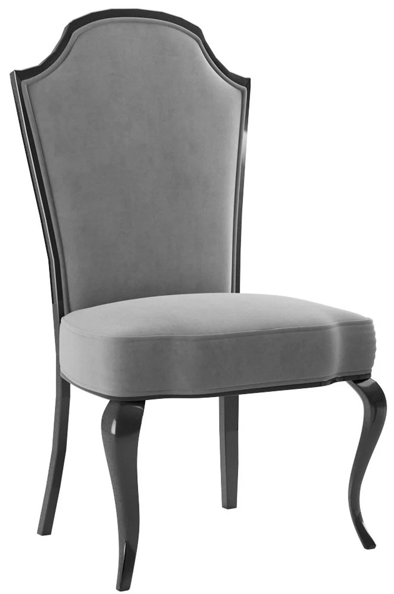 Casa Padrino Luxus Barock Esszimmer Stuhl Set Grau / Schwarz 55 x 53 x H. 113 cm - Barock Küchen Stühle 6er Set - Esszimmer Möbel im Barockstil
