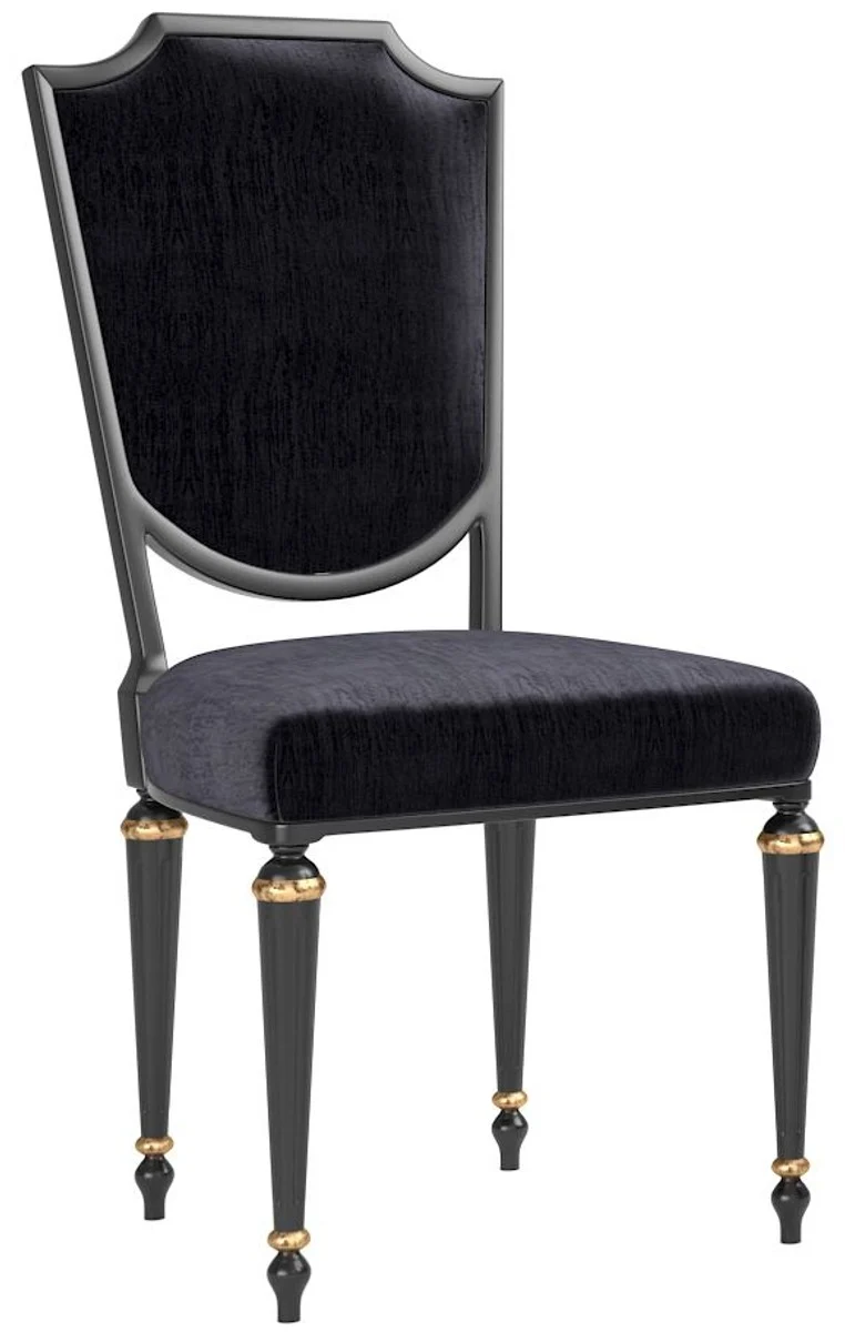 Casa Padrino Luxus Barock Esszimmer Stuhl Set Schwarz / Antik Gold 50 x 50 x H. 105 cm - Edle Küchen Stühle - Barock Stühle 6er Set - Esszimmer Möbel