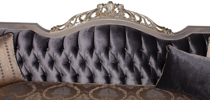 Casa Padrino Luxus Barock Wohnzimmer Sofa mit Kissen Lila / Beige / Silber / Gold 228 x 93 x H. 108 cm - Barockmöbel