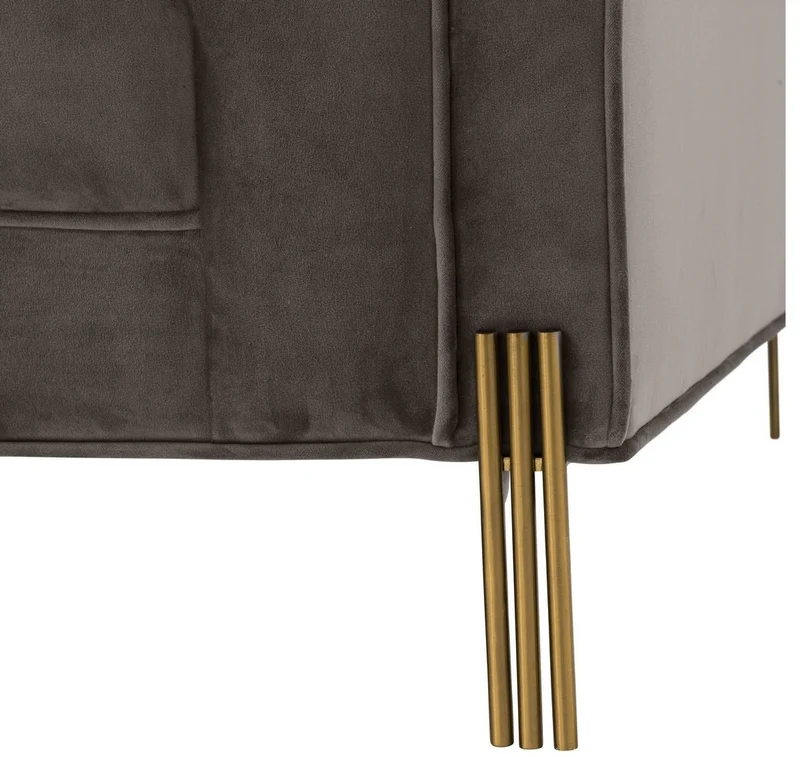 Casa Padrino Luxus Samt Sessel mit 2 Kissen Grau / Messingfarben 104 x 95 x H. 68 cm - Luxus Wohnzimmer Möbel