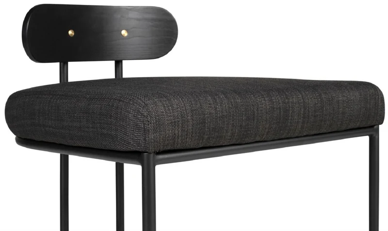 Casa Padrino Designer Esszimmerstuhl Schwarz 46 x 46 x H. 64,5 cm - Moderner Küchenstuhl mit pulverbeschichtetem Stahl - Luxus Esszimmermöbel