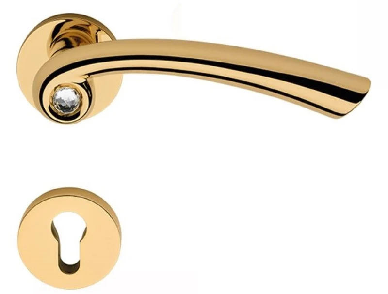 Casa Padrino Luxus Türgriff Set mit Swarovski Kristallglas Gold 16,4 x H. 5,2 cm - Luxus Qualität - Made in Italy