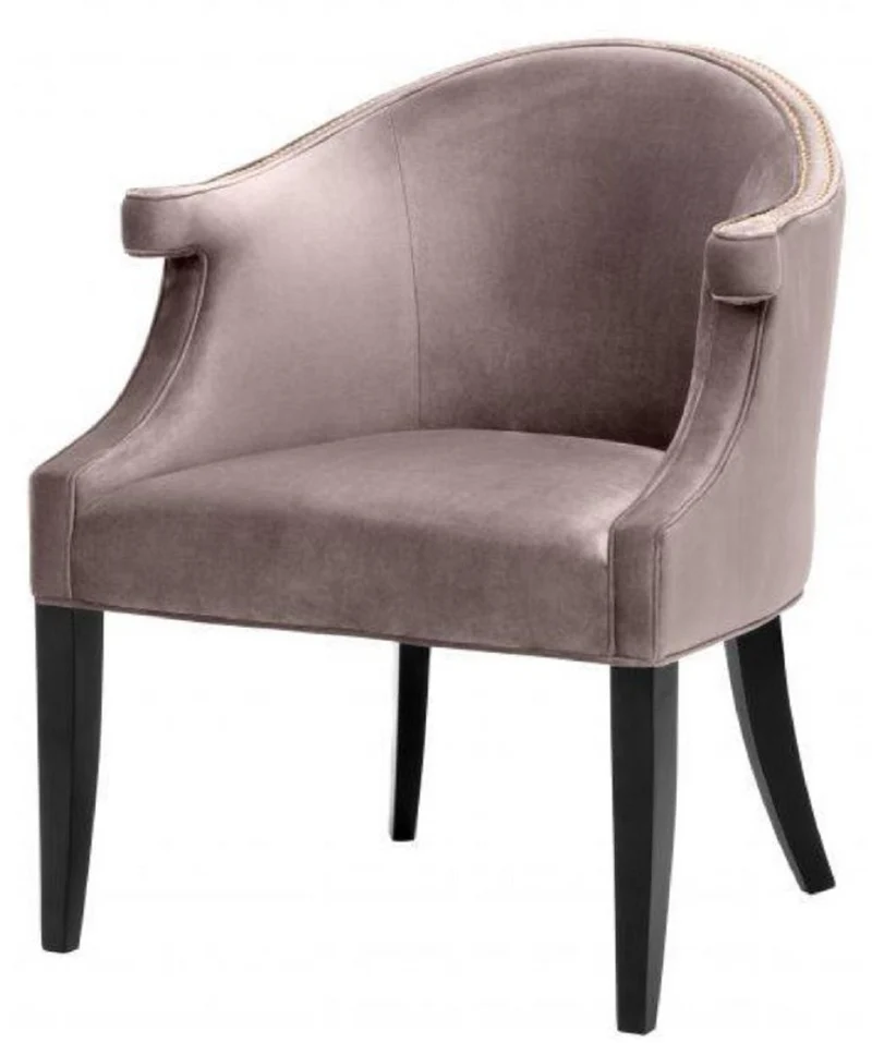 Casa Padrino Luxus Salon Samt Sessel Taupe / Schwarz 70 x 70 x H. 83 cm - Hotel Möbel