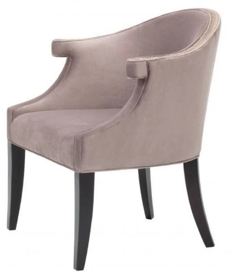 Casa Padrino Luxus Salon Samt Sessel Taupe / Schwarz 70 x 70 x H. 83 cm - Hotel Möbel