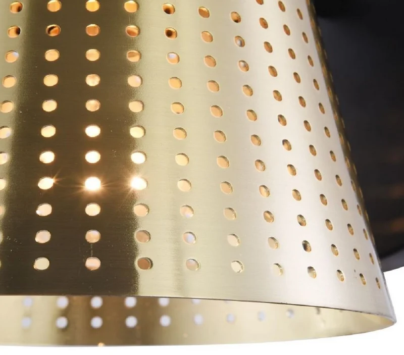 Casa Padrino Wandleuchte Antik Gold / Schwarz 17,5 x 23,5 x H. 16,5 cm - Moderne Wandlampe mit Lampenschirm aus perforiertem Metall