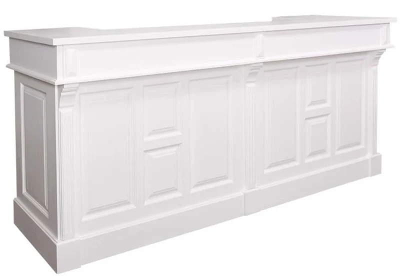 Casa Padrino Landhausstil Theke Weiß 240 x 65 x H. 107 cm - Massivholz Ladentheke mit 2 Schubladen - Landhausstil Möbel