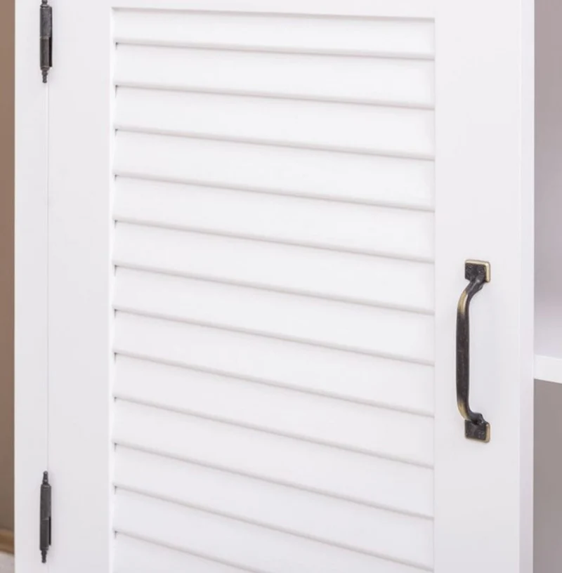 Casa Padrino Landhausstil Massivholz Schrank mit 4 Türen Weiß 64 x 39 x H. 210 cm - Regalschrank - Wohnzimmerschrank - Vitrinenschrank - Landhausstil Möbel