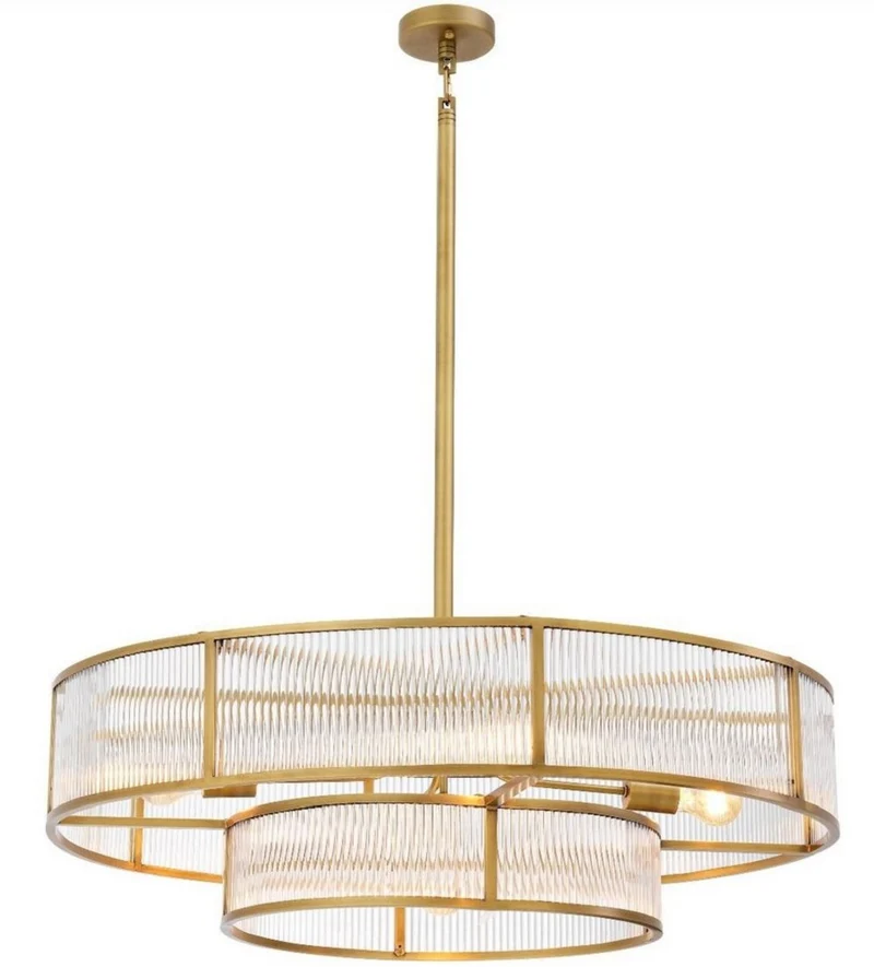 Casa Padrino Luxus Kronleuchter Antik Messingfarben Ø 90 x H. 27 cm - Runder Kronleuchter - Luxus Qualität