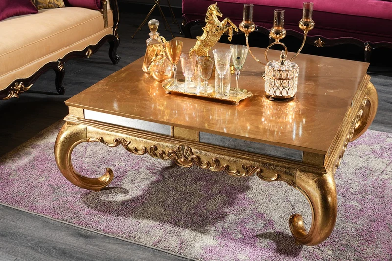 Casa Padrino Luxus Barock Wohnzimmer Set - 2 Sofas & 2 Sessel & 1 Couchtisch - Barock Möbel - Edel & Prunkvoll - Luxus Qualität - Made in Italy
