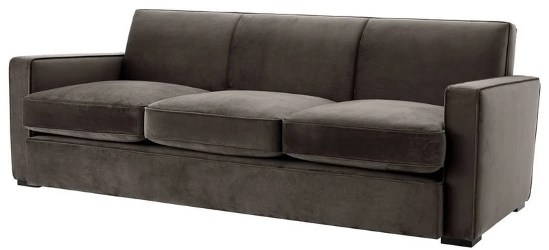 Casa Padrino Luxus Wohnzimmer Samt Sofa Grau / Schwarz 229 x 94 x H. 82 cm - Luxus Wohnzimmer Möbel
