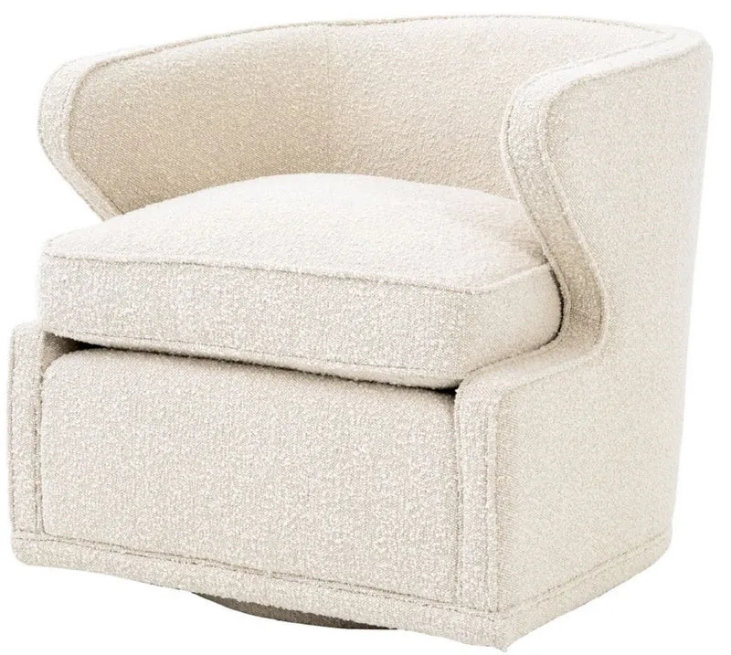 Casa Padrino Luxus Drehsessel Cremefarben 75 x 80 x H. 73 cm - Wohnzimmer Sessel - Luxus Qualität