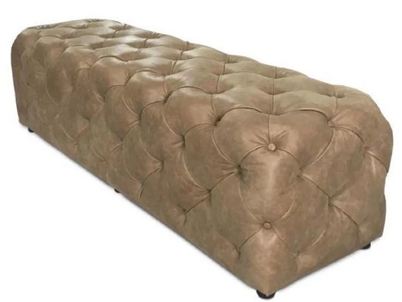 Casa Padrino Luxus Chesterfield Echtleder Sitzbank Braun 158 x 47 x H. 45 cm - Chesterfield Möbel