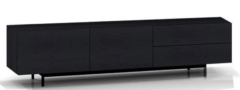 Casa Padrino Luxus Fernsehschrank mit 2 Türen und 2 Schubladen Schwarz 180 x 50 x H. 46 cm - Massiver Eichenholz Schrank - Luxus Möbel