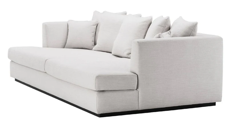Casa Padrino Luxus Wohnzimmer Sofa Weiß / Schwarz 265 x 151 x H. 90 cm - Couch mit 7 Kissen - Luxus Wohnzimmermöbel