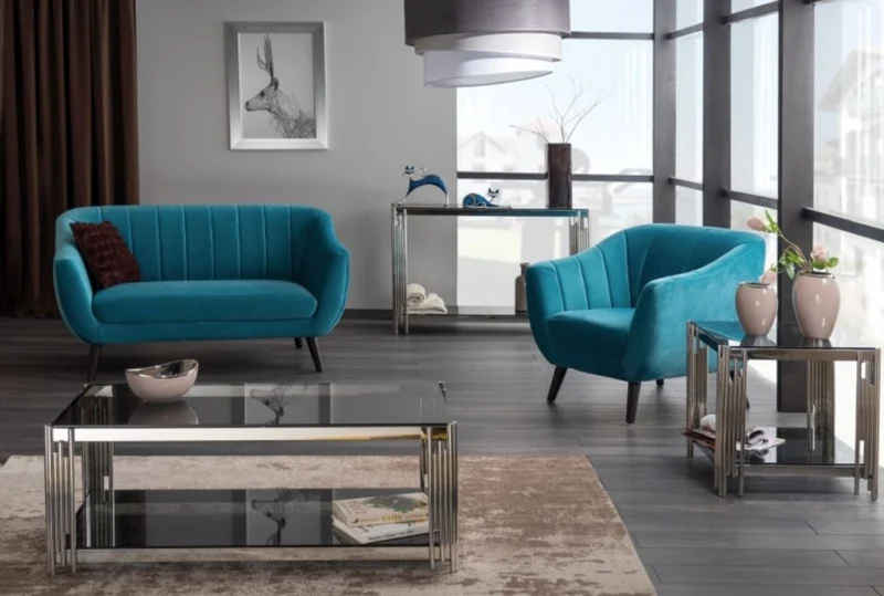 Casa Padrino Luxus Couchtisch Silber / Schwarz 120 x 60 x H. 40 cm - Edelstahl Wohnzimmertisch mit getönten Glasplatten - Luxus Möbel