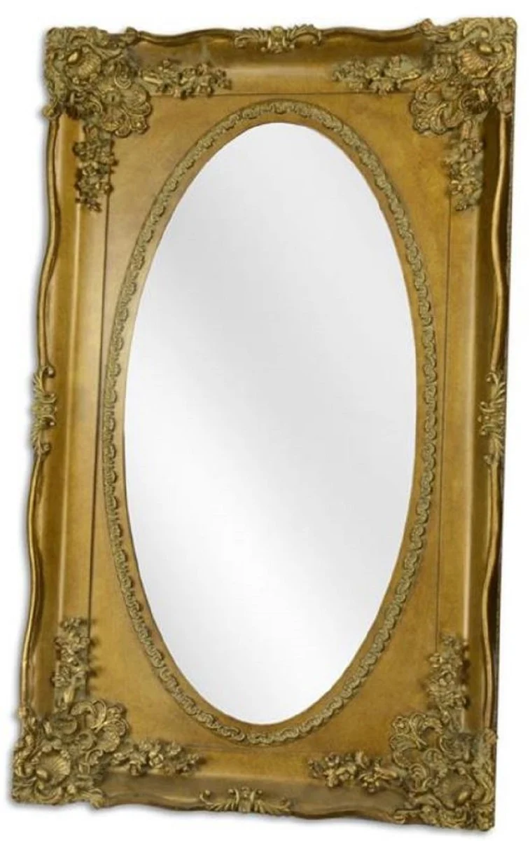 Casa Padrino Barock Spiegel Gold 94 x H. 154,5 cm - Prunkvoller ovaler Wandspiegel im Barockstil